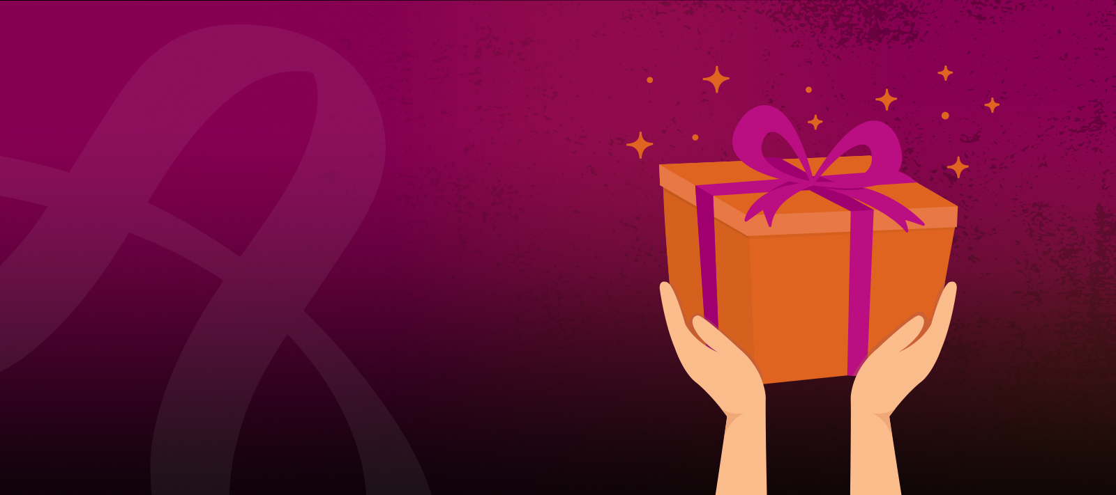 A graphic of hands holding up a gift