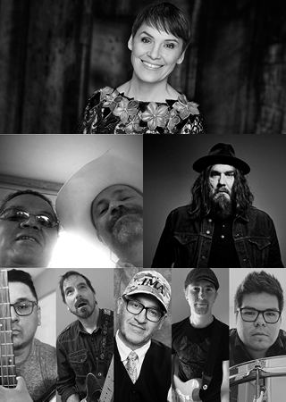 A photo of Chanie Wenjack, Gord Downie, and other Indigenous artists
